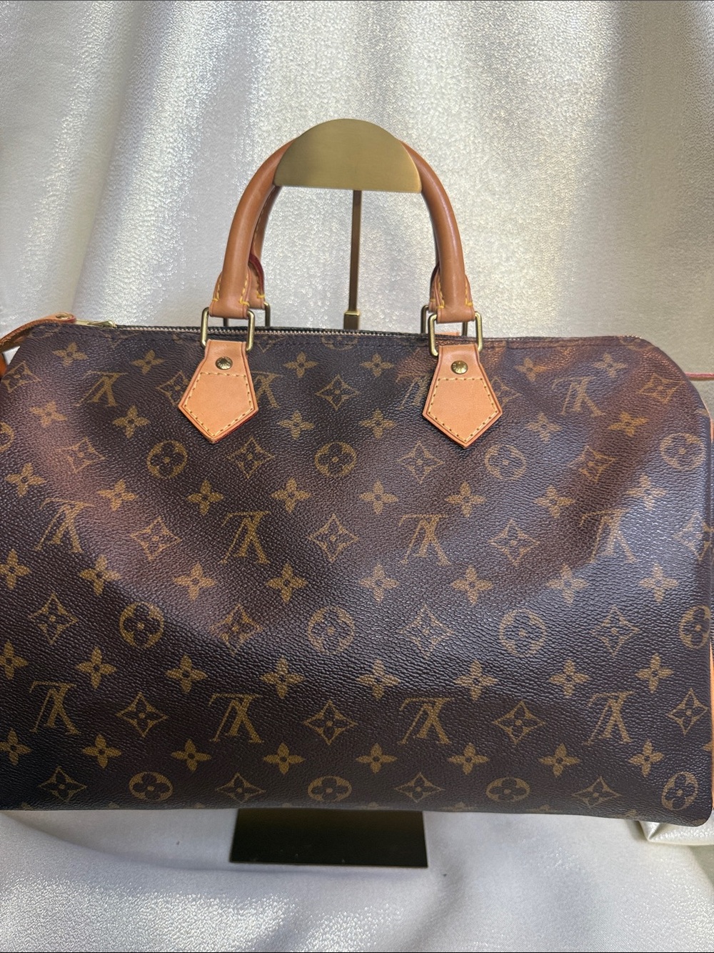 Louis Vuitton Brown Monogram Speedy 35 with Tan Trim - Really Good Condition